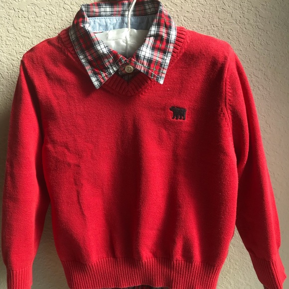 Boys 3T Red Plaid Shirt-Sweater set. - Picture 4 of 13